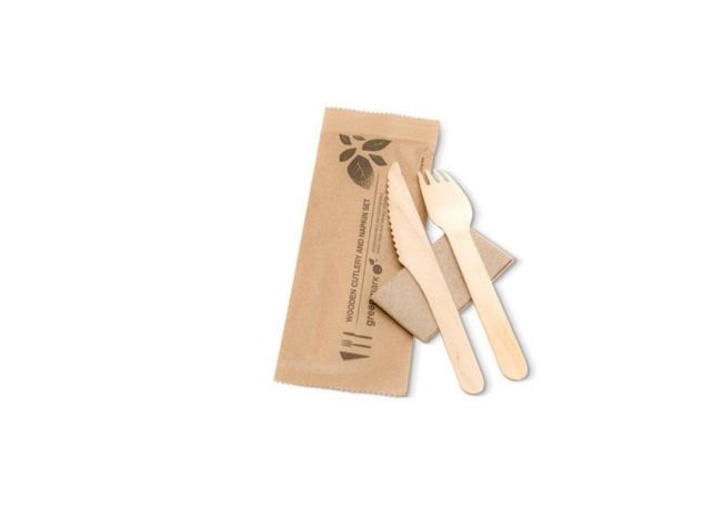 Eco Friendly Fork, Knife and Napkin Set