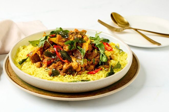 Vegetable Curry with Turmeric Rice