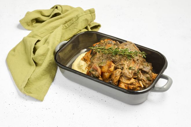 Chicken Chasseur with Smashed Potatoes