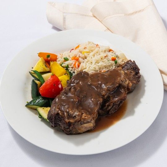 Grilled Rib Steak, Au Jus (M) P China - HOT MEAL / dbl. WRAPPED IN FOIL FOR ON-SITE HEATING