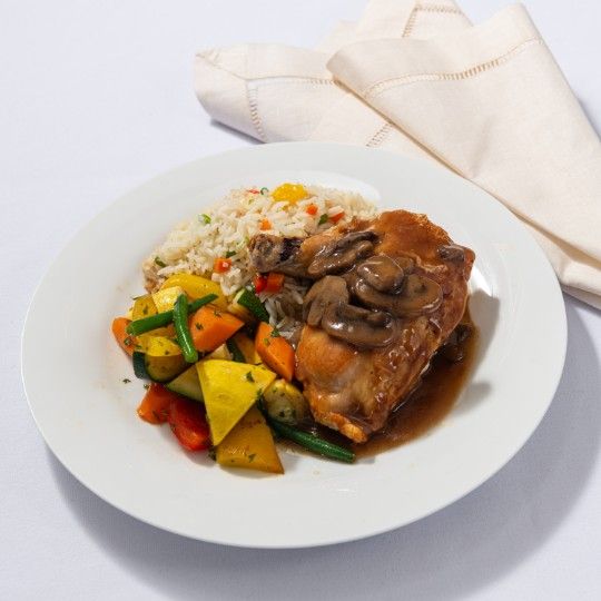 Chicken Marsala (M) China - HOT MEAL / dbl. WRAPPED IN FOIL FOR ON-SITE HEATING