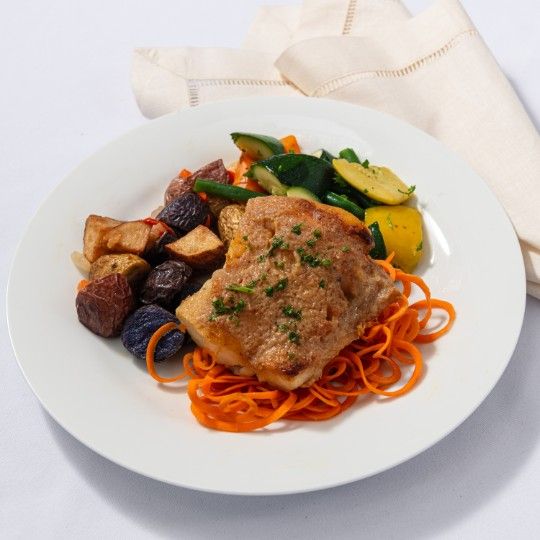 Miso Glazed Sea Bass (P) China - HOT MEAL / dbl. WRAPPED IN FOIL FOR ON-SITE HEATING