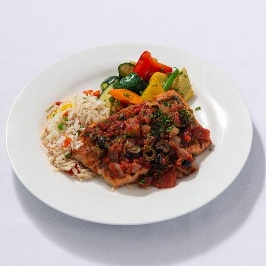 Grilled Tuscan Salmon (P) China - HOT MEAL / dbl. WRAPPED IN FOIL FOR ON-SITE HEATING