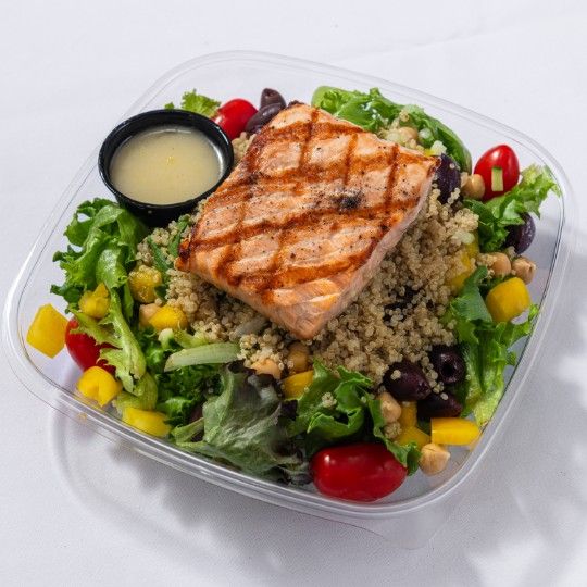 Salmon Mediterranean Quinoa Bowl (P) on Plastic - ROOM TEMP MEAL