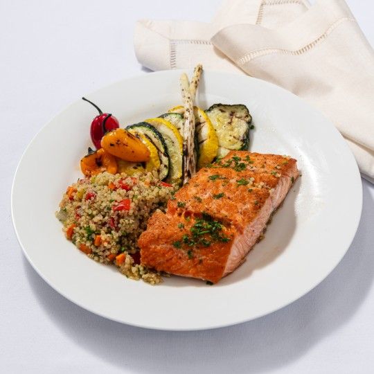 Citrus Salmon (P) on China - ROOM TEMP MEAL