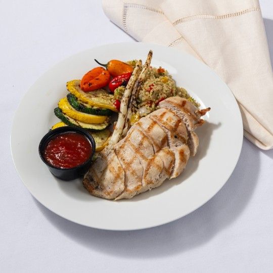 Grilled Chicken, Tomato Jam (M) on China - ROOM TEMP MEAL