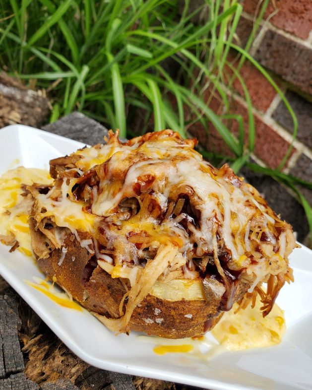 BBQ Pulled Pork Loaded Baked Potato