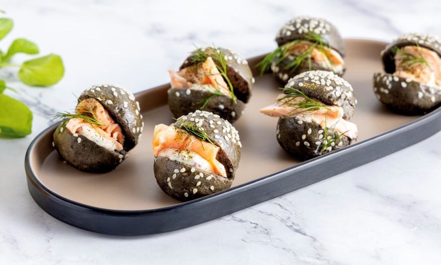 Charcoal Brioche with Salmon