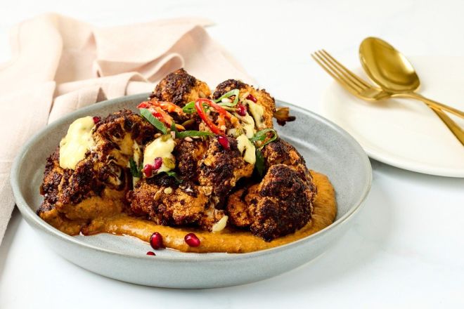 Roasted Cauliflower with Green Harissa