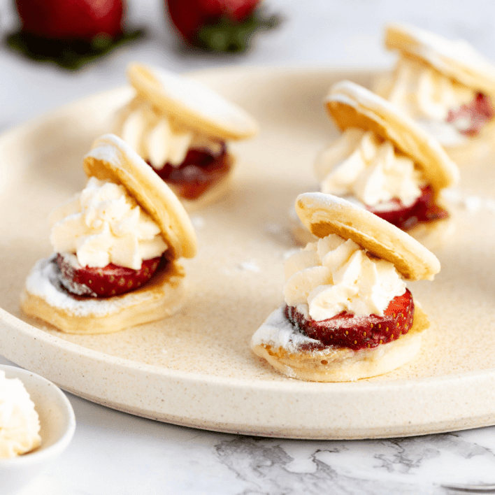 Mini Pancakes with Jam & Cream
