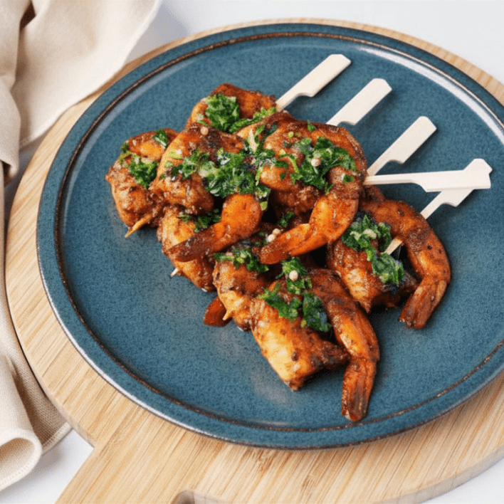 Grilled Prawn Skewer with Lemon Gremolata