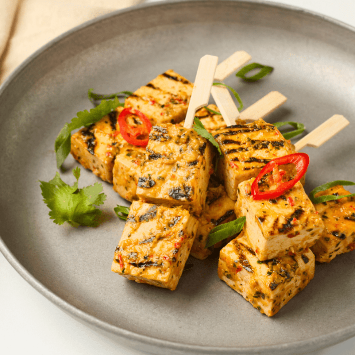 Chargrilled Tofu Skewer with Lime, Chilli and Garlic