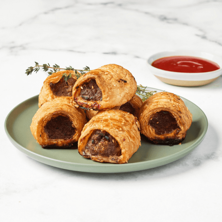 Mini Beef Sausage Rolls with Tomato Sauce
