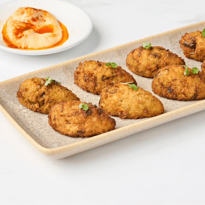 Smashed Pea Falafels with Hummus