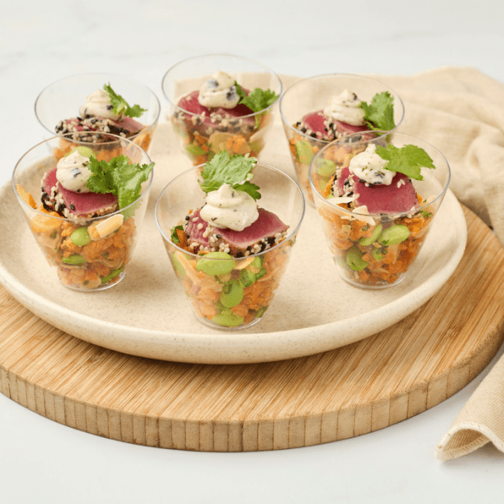 Seared Tuna, Edamame & Miso Carrot Salad Cup