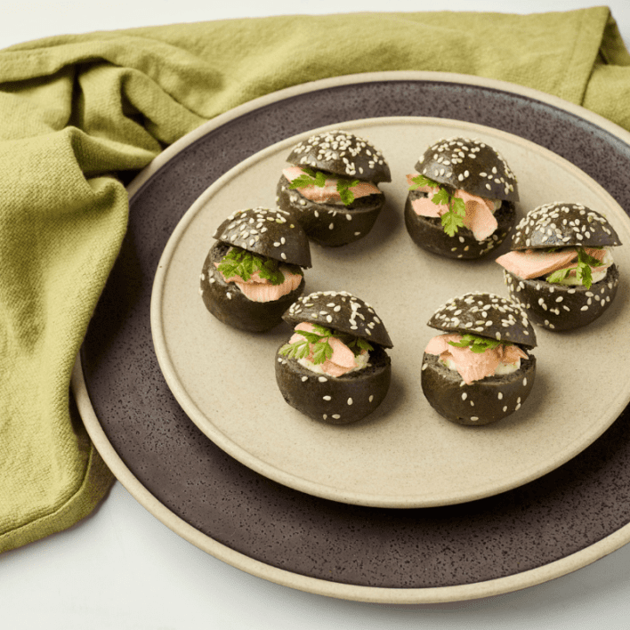 Charcoal Brioche with Salmon
