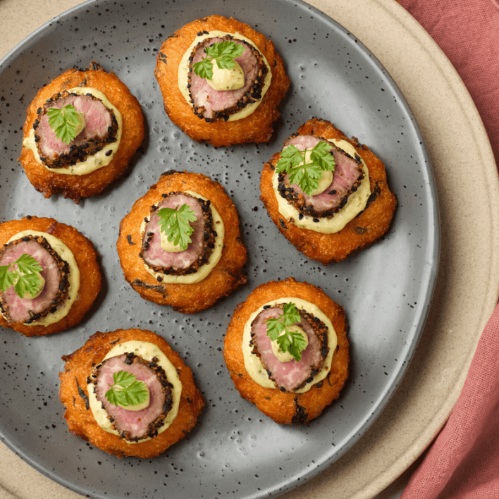 Peppered Sous Vide Beef Rosti
