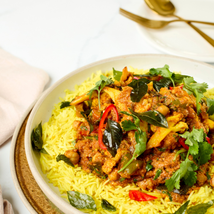 Vegetable Curry with Turmeric Rice