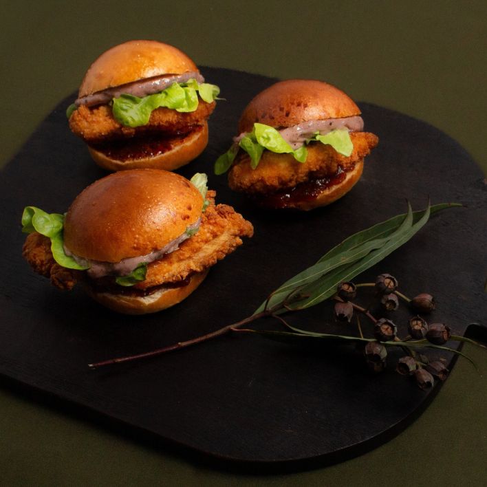 Smoked Red Gum Chicken Burgers