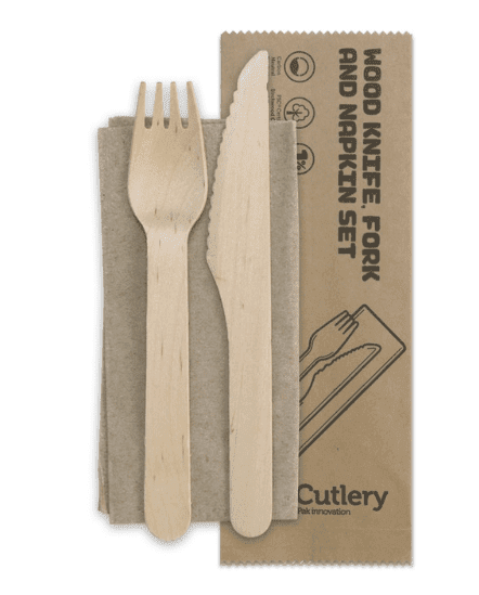 Eco Friendly Fork, Knife and Napkin Set