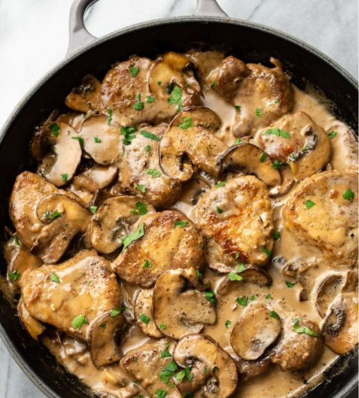 Creamy Mushroom Dijon Pork Tenderloin
