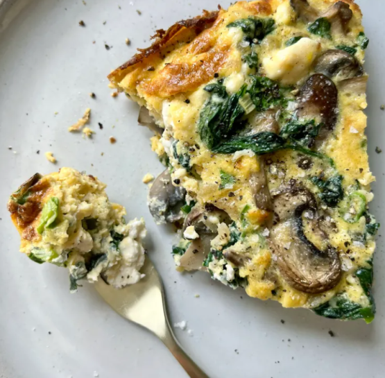 SPINACH FETA AND MUSHROOM FRITTATA