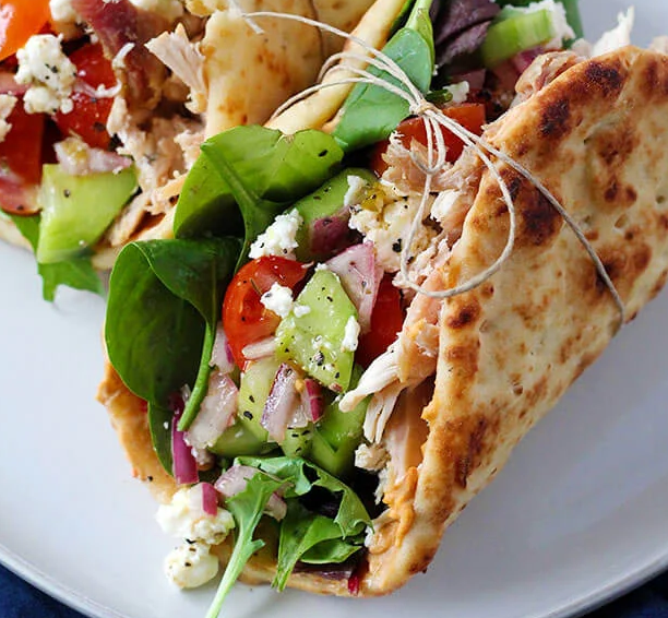 CHICKEN HUMMUS NAAN WRAP