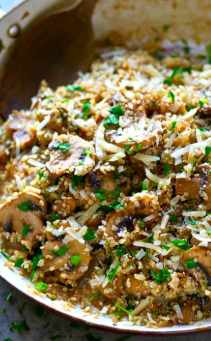 Balsamic Mushroom Parmesan Quinoa Skillet