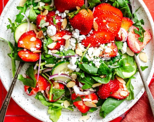 Strawberry, Almond and Arugula Salad
