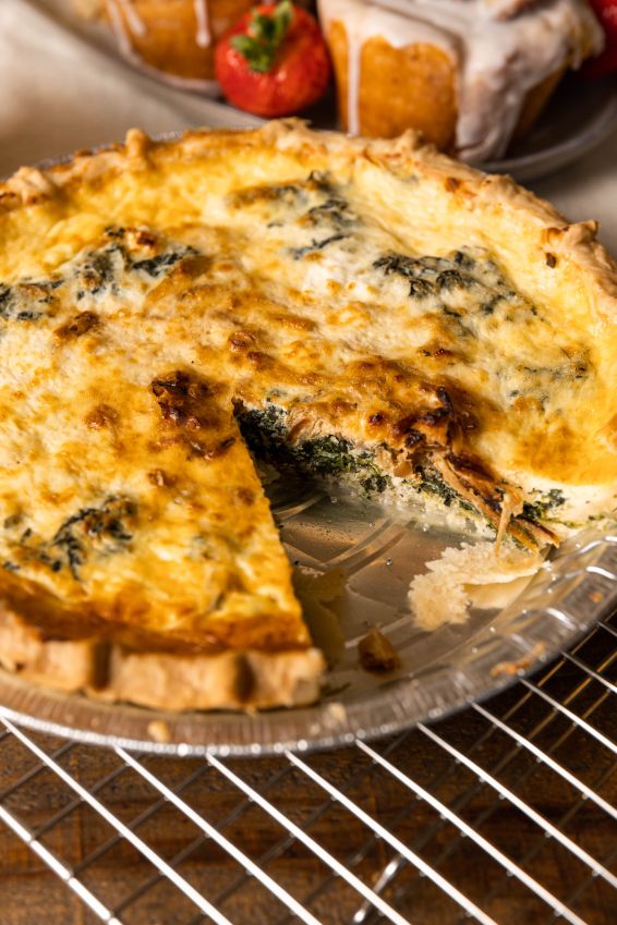 Spinach, Feta, Onion Quiche 