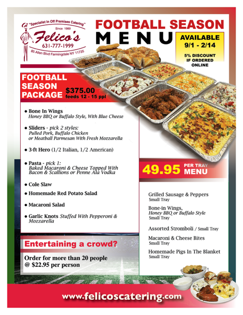 Football Menu (20+ ppl)