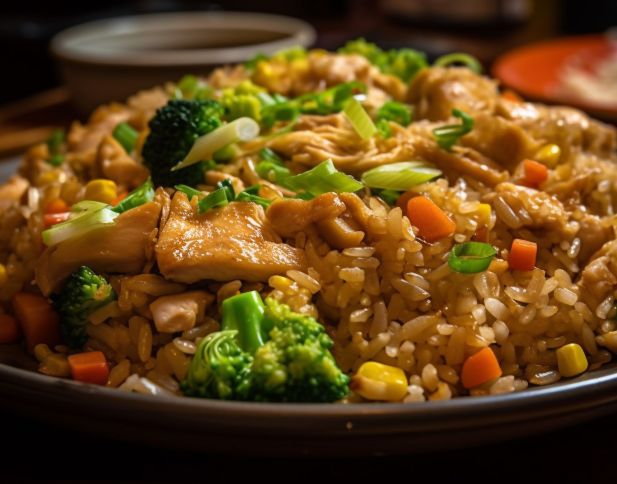 Stir Fry Chicken with Vegetables and Rice