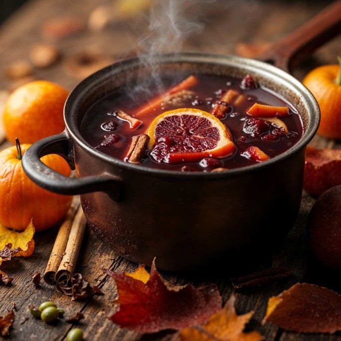 Hot Mulled Wine with Christmas Spices (Alc)