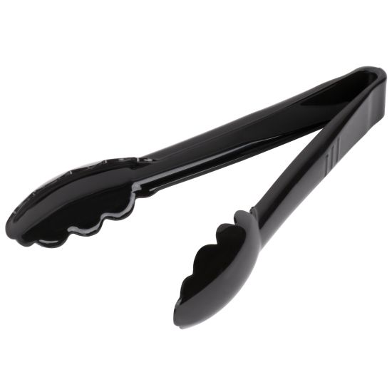 9" Black Scalloped Edge Plastic Utility Tong