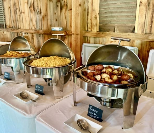 Round Chrome Accent Roll Top Chafer Rental