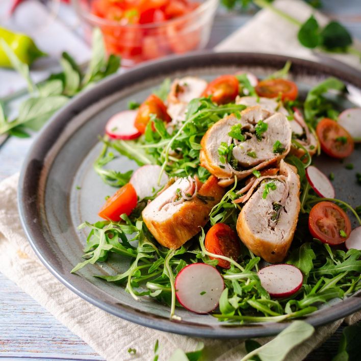 stuffed chicken with spinach and ham