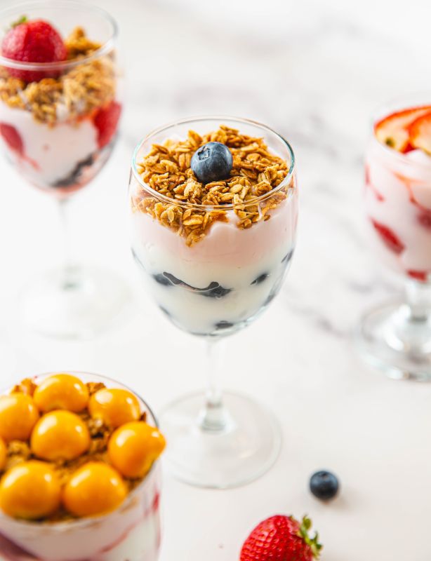 yogurt cups with assorted fruit fillings