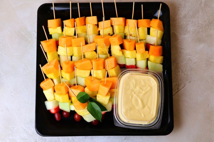 Fruit Skewers with Mango Whipped Cream