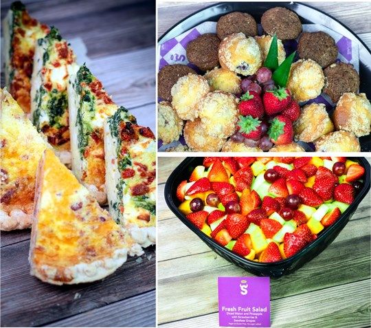 Classic Quiche With Fresh Fruit Salad And Mini Muffins