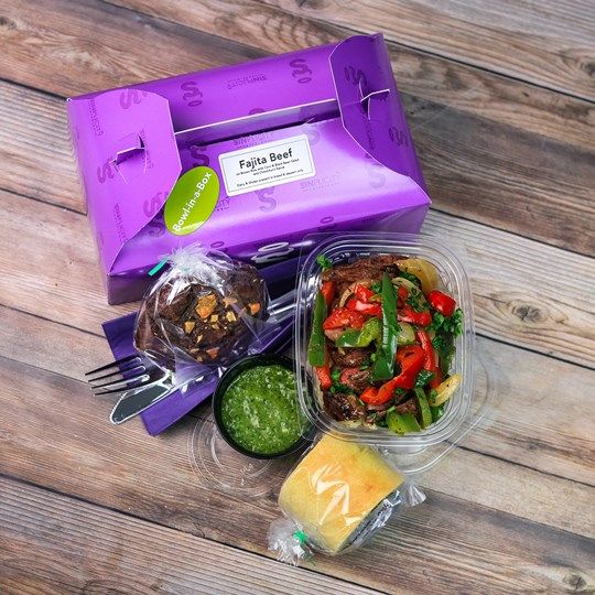 Bowl in a Box: Fajita Beef on Brown Rice, Corn and Black Bean Salad