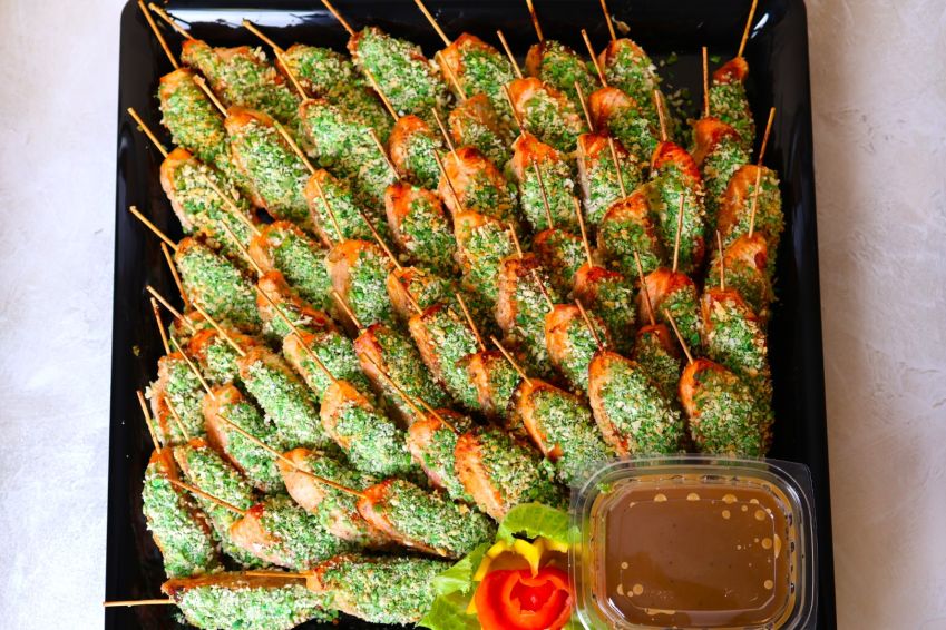 Mild Wasabi & Panko-Crusted Salmon Skewers (Cold)
