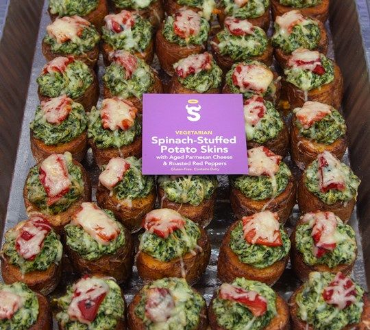Vegetarian Creamy Spinach Stuffed Potato Skins (Hot)