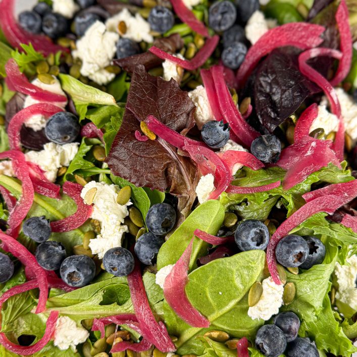 Seasonal Green Salad: Blueberry Chevre