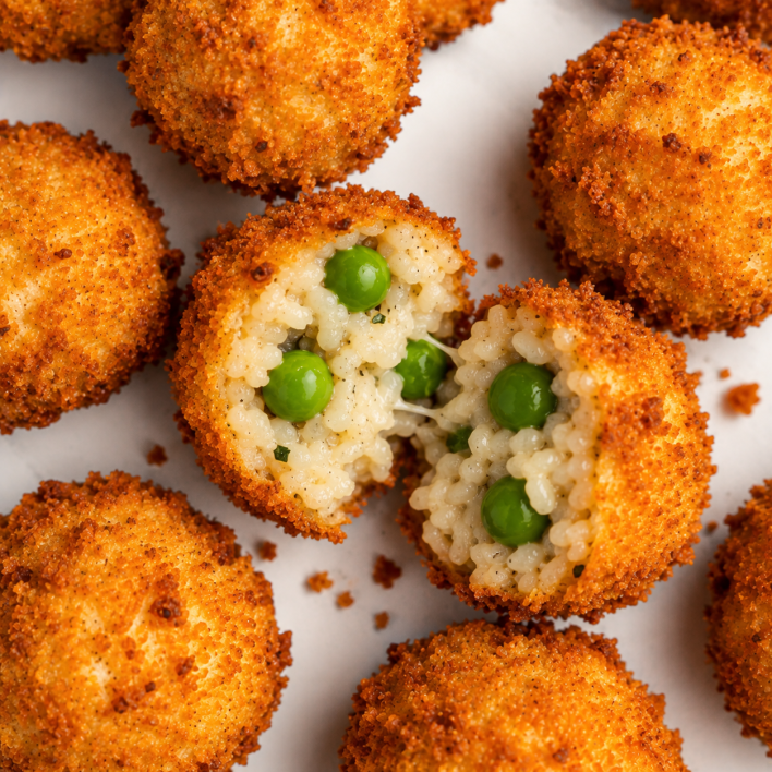 Crispy English Pea-Parmigiano Arancini