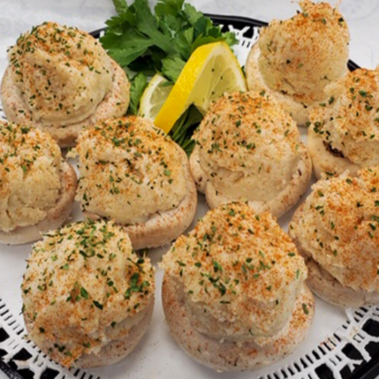 Mushroom Caps Stuffed with Crab Imperial