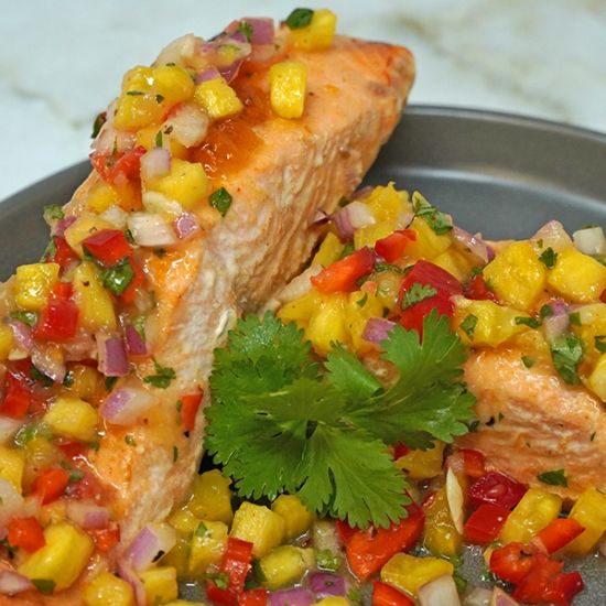 Roasted Salmon with Pineapple Salsa