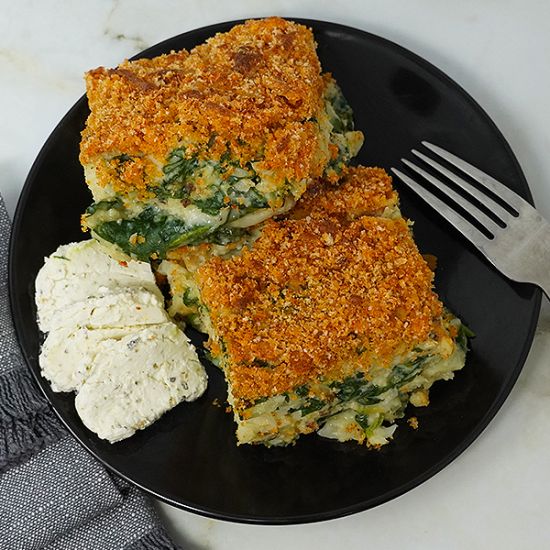 Cauliflower, Spinach & Goat Cheese Gratin