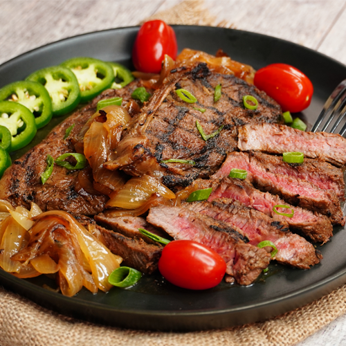 Grilled Brazilian Steak & Burnt Onions